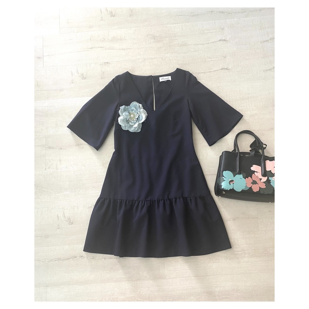 Closet London Drop Waist Navy Dress 3/$20